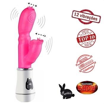 vibrador rebbit com linguinha estimulador ponto g e clitoriano sex shop exotic house em fortaleza