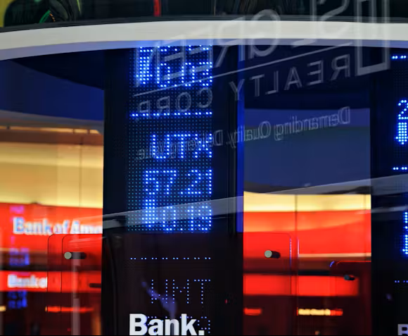 Stock ticker displays stock information, including the stock symbol