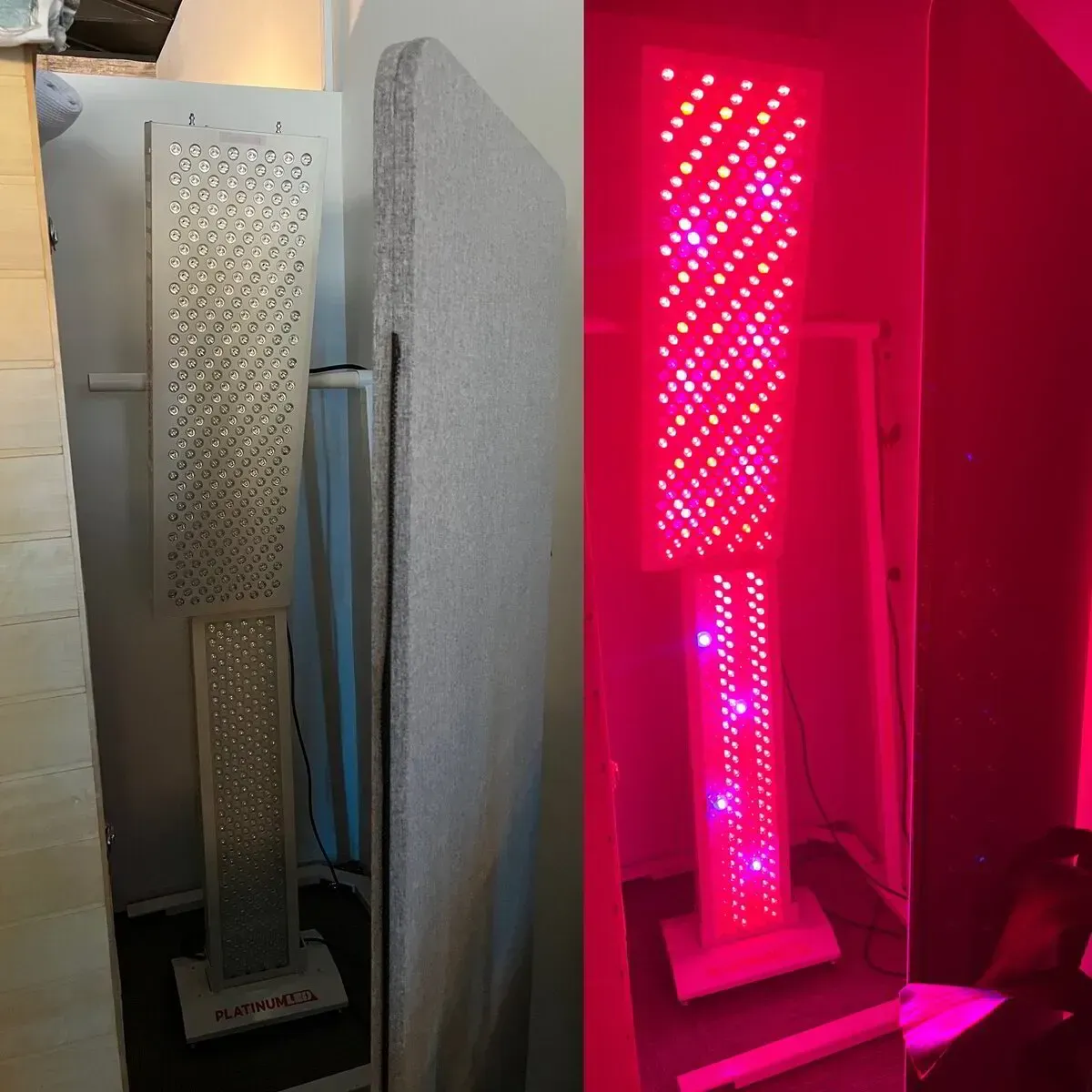A picture of a lamp that is turned on and off