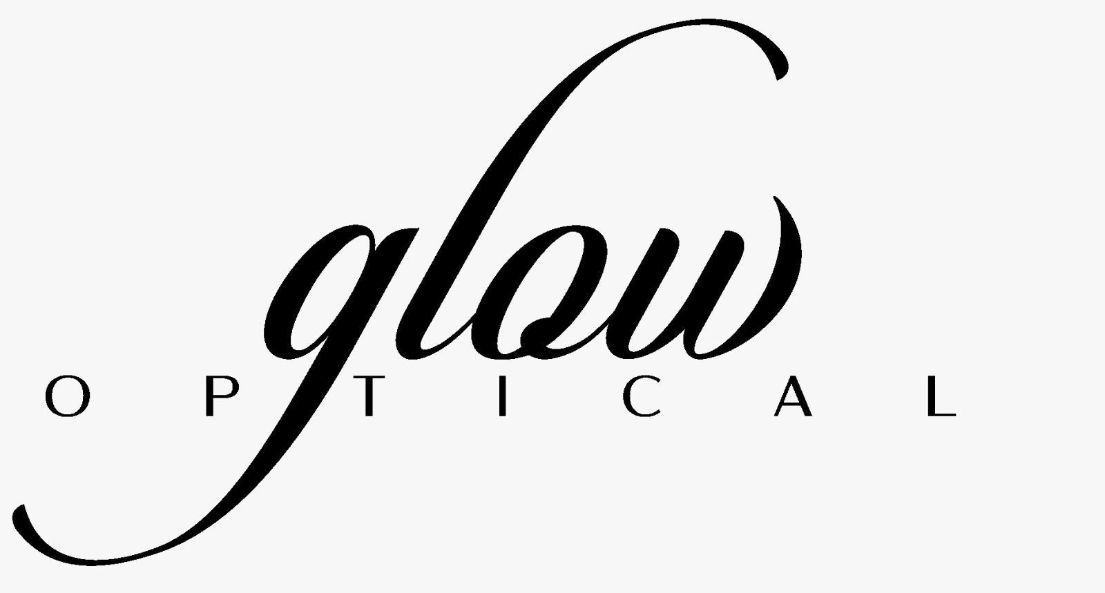 Un logotipo en blanco y negro para resplandor óptico sobre un fondo blanco.