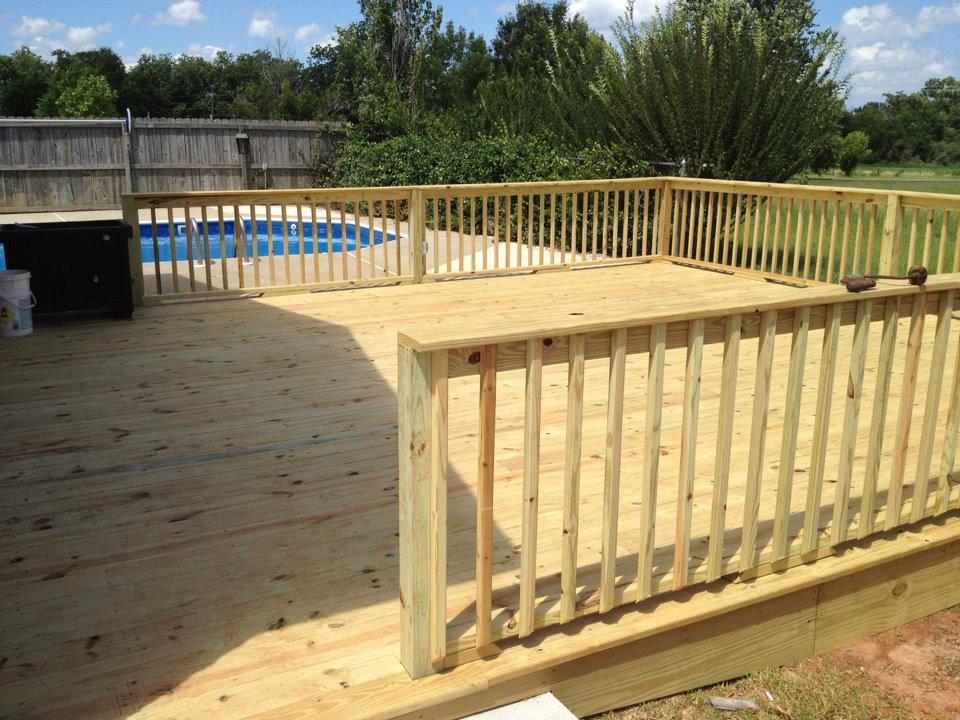 Wood Deck With Pool Beside - Newton, AL - Custom Roofing & Construction