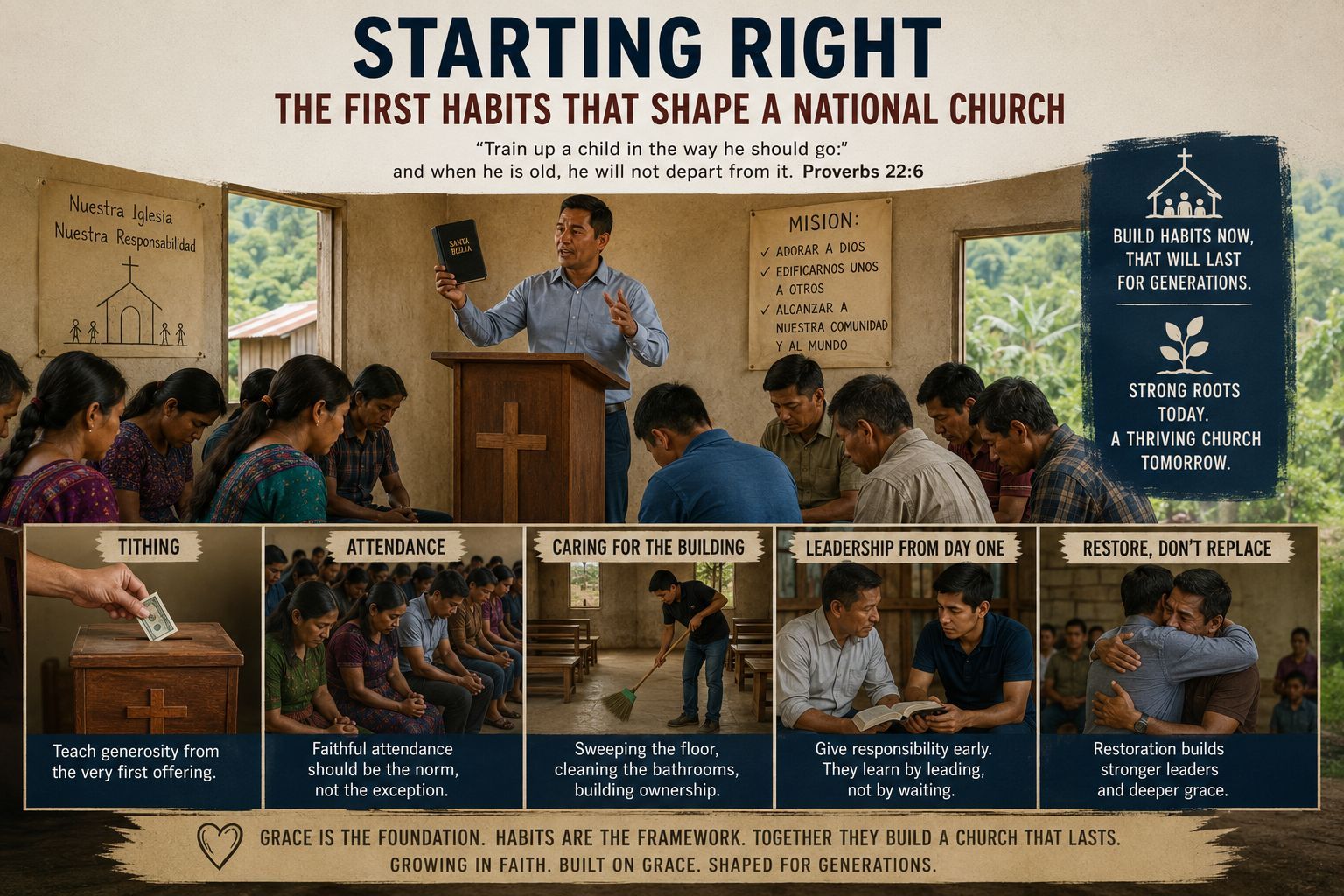 National believers learning biblical habits through local church leadership, generosity, faithful se