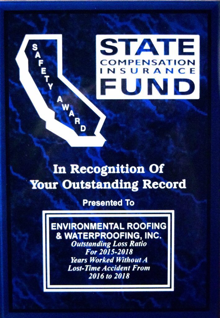 A plaque that says state compensation insurance fund in recognition of your outstanding record