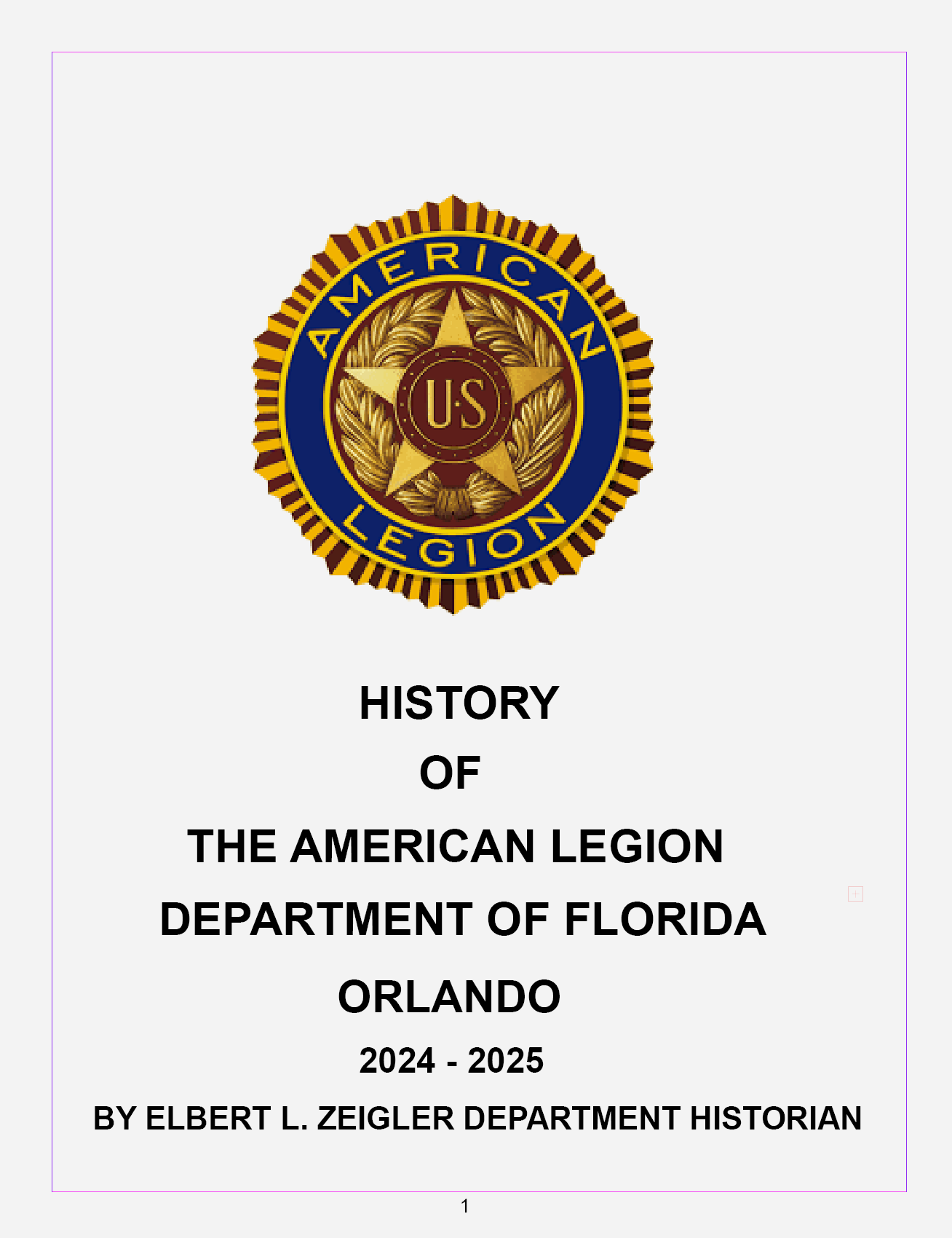 A book titled history of the american legion department of florida orlando