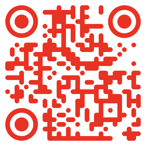 Red QR code against a white background.