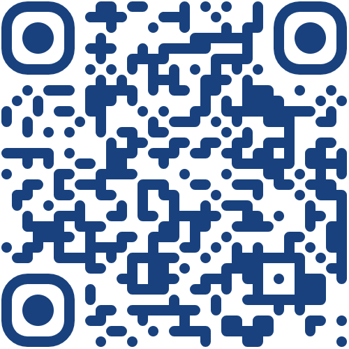 Blue and white QR code, ready to be scanned.
