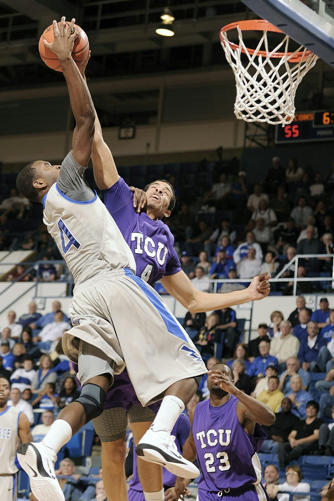 A basketball player with the number 23 on his jersey