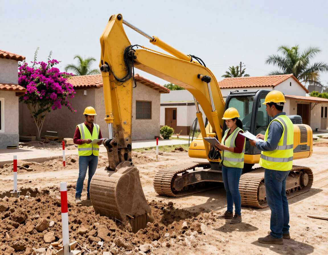 Obra de urbanizaci&oacute;n con maquinaria