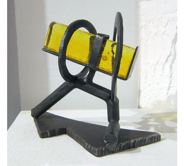 metal and glass sculpture by steve ebben