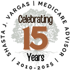 A logo for a medicare advisor celebrating 15 years.