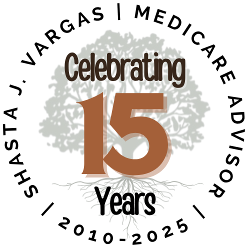 A logo for a medicare advisor celebrating 15 years.