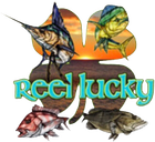 Logo: Sailfish, mahi-mahi, red snapper, bass over sunset; "Reel Lucky Fishing Charters & Boating Tours" text.