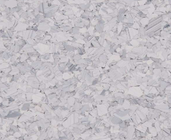 White and gray speckled flooring.