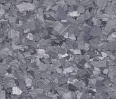 Gray and white chip flooring with random, textured pattern.