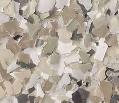 Epoxy floor with beige, gray, and white chips.
