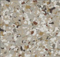 Terrazzo flooring with beige, white, brown, and gray flecks.