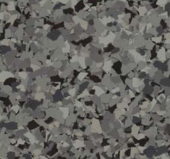 Gray and black speckled epoxy floor coating.