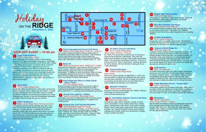 A map of a holiday on the ridge event