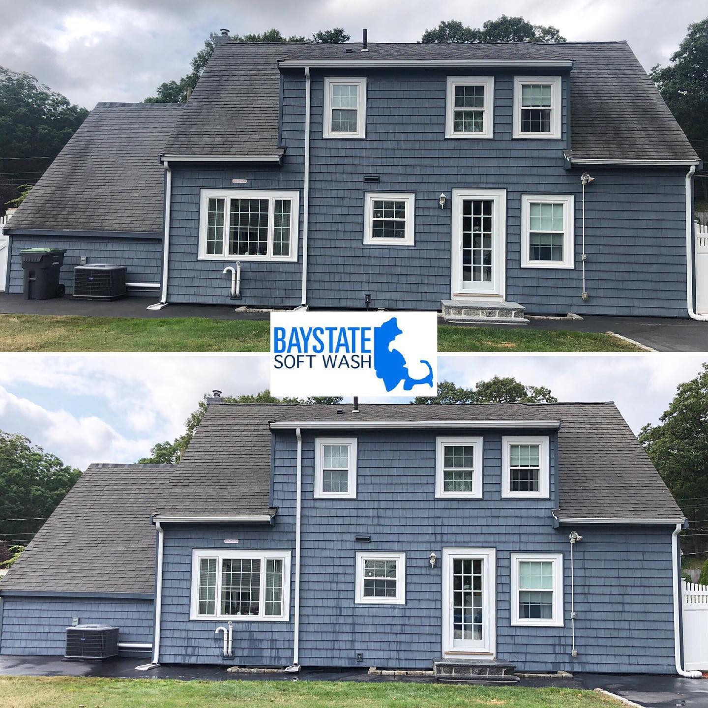 Before and After Roof Soft Washing — Brockton, MA — Bay State Soft Wash