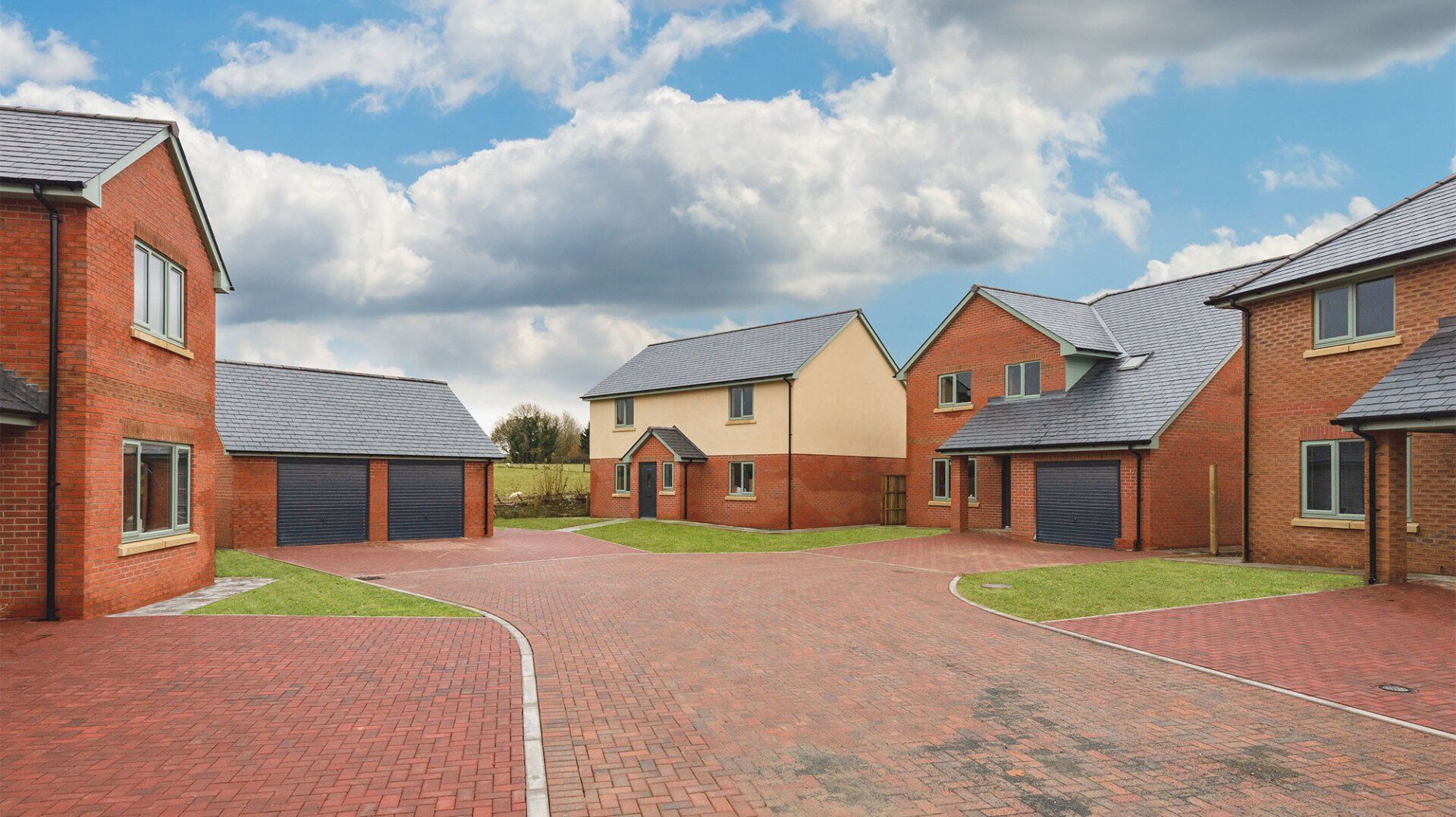 Street view of four Phase 1 properties at Y Maes.