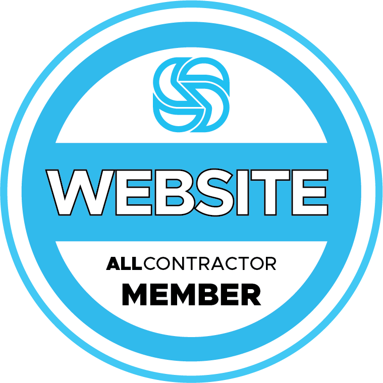 A blue circle with the words website all contractor member on it