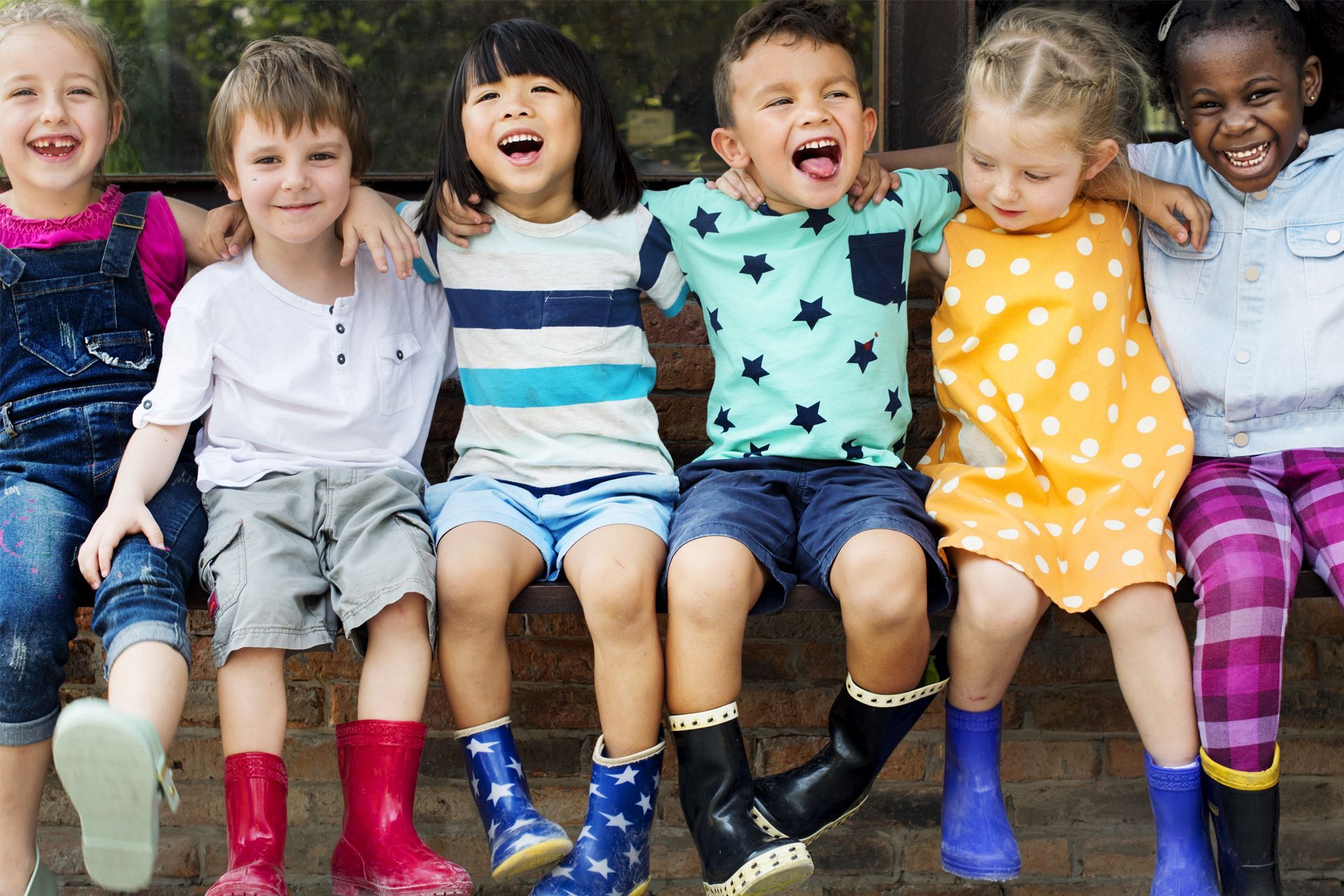 Happy Kids Wearing Boots