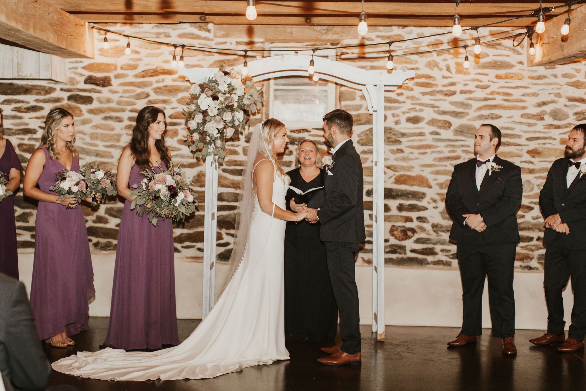 wedding couple at smoker farm