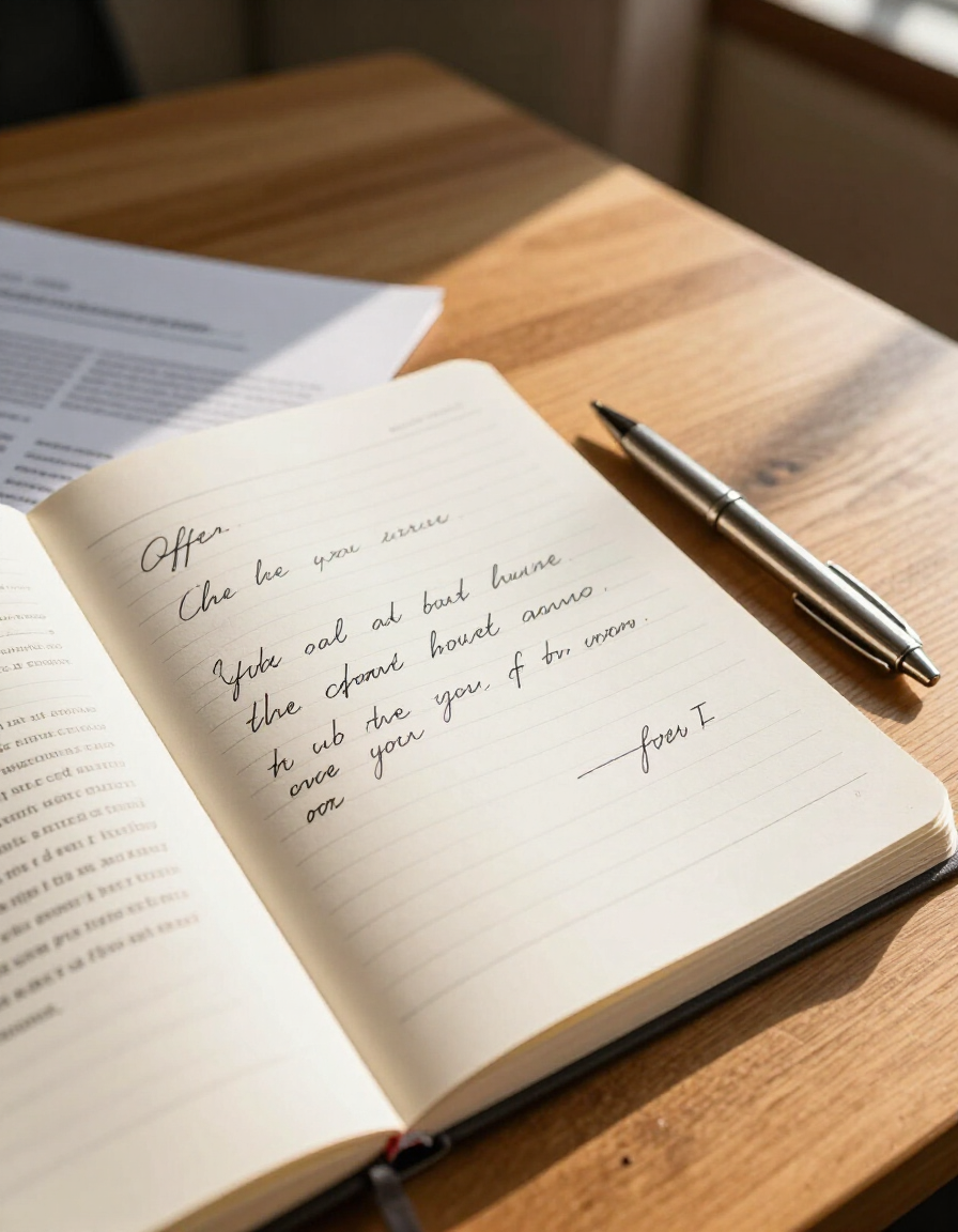 Written cash offer on a desk