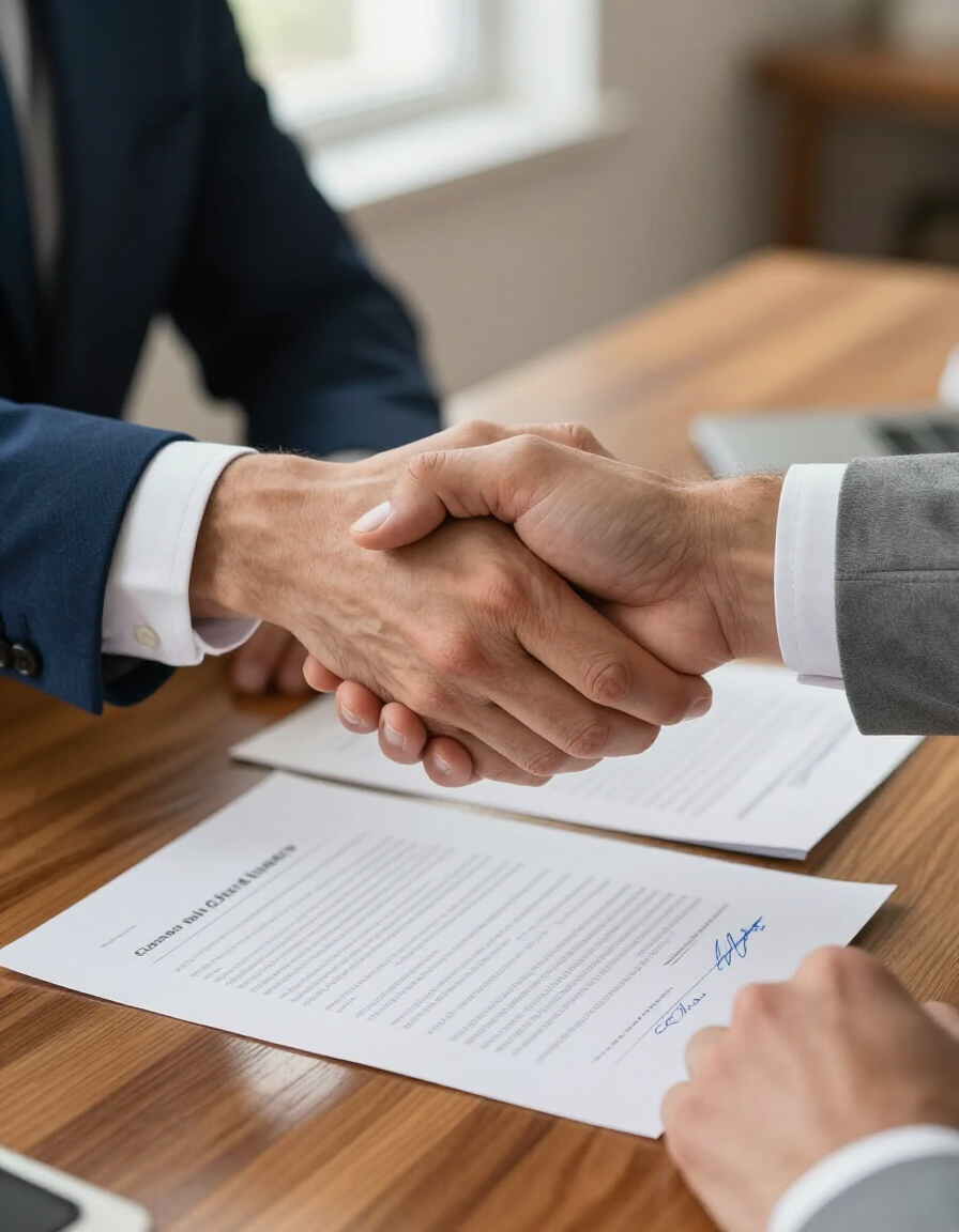 Handshake at closing table