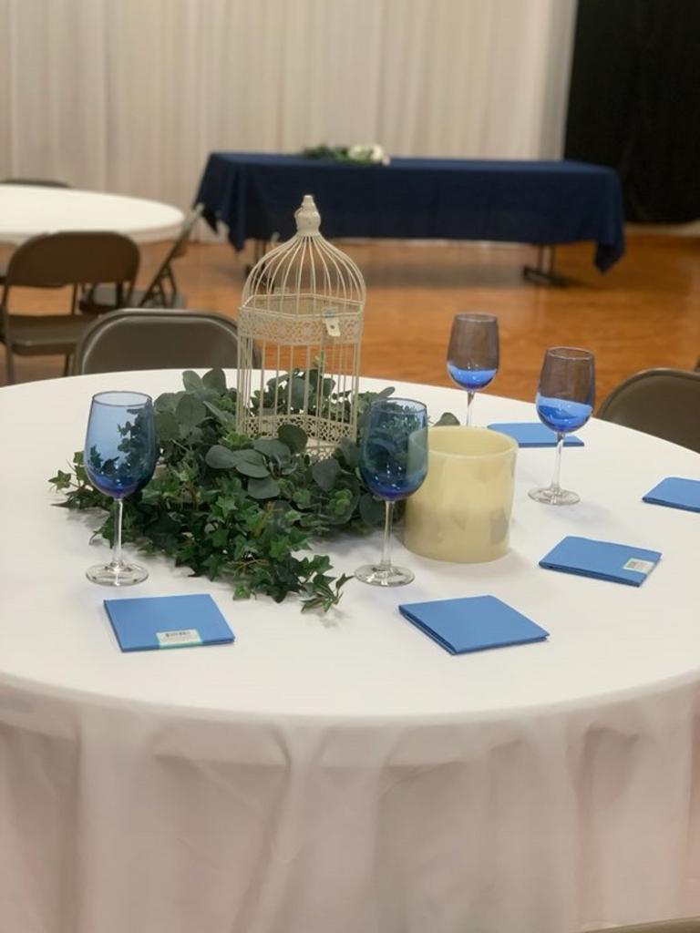 Champagne and Dusty Blue