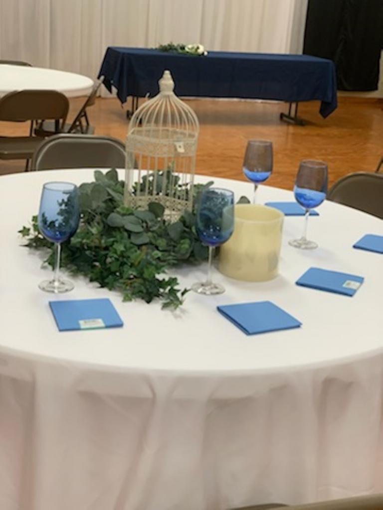 Champagne and Dusty Blue