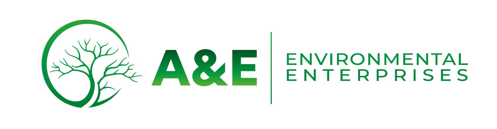 The logo for a & e environmental enterprises shows a tree in a circle.