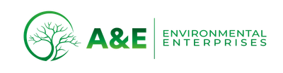 The logo for a & e environmental enterprises shows a tree in a circle.