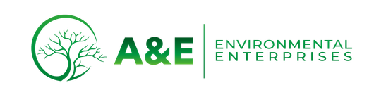 The logo for a & e environmental enterprises shows a tree in a circle.