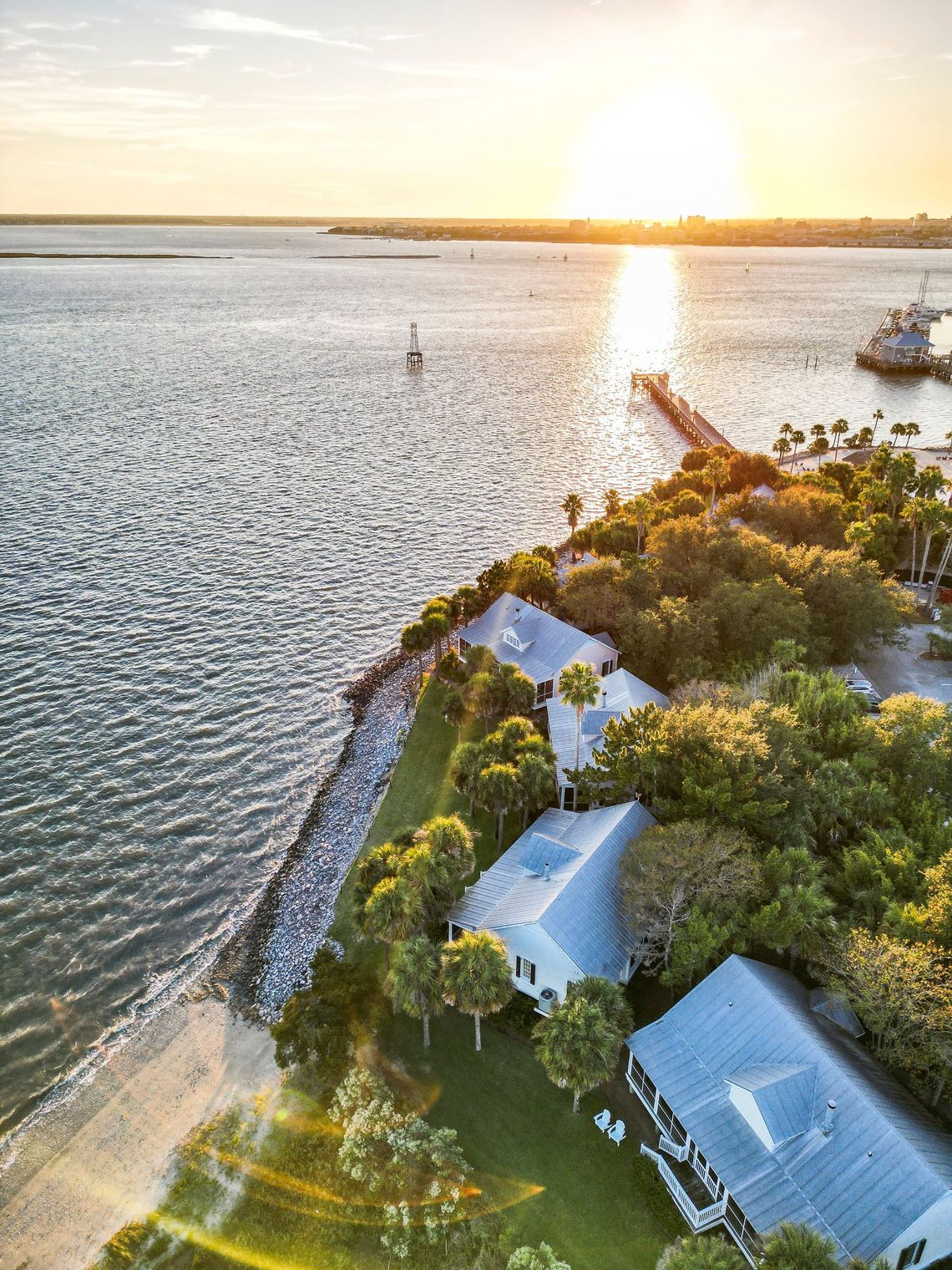 The tip of Patriots Point right on the water