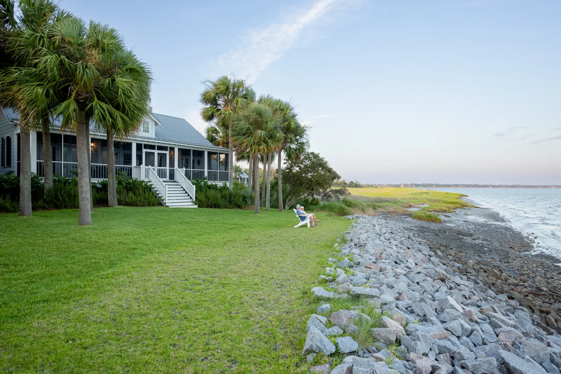 Harbor view cottage perched yards away from the edge of the Charleston Harbor