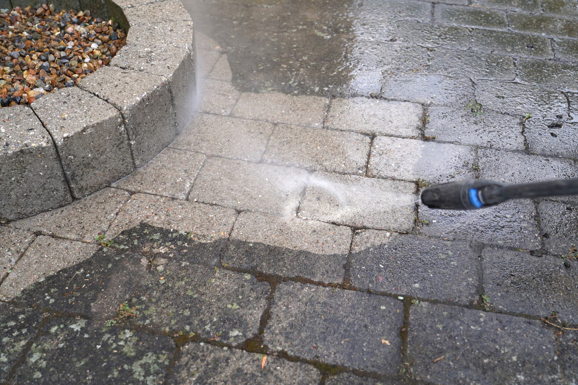 Cleaning Up the Patio Bricks - Bloomfield, NJ - Outdoor Softwash & Mobile Detailing
