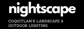 A romantic mood is set with soft, warm bistro lights from our Coquitlam landscape lighting team for a backyard wedding in Ranch Park. Keywords: bistro lighting, wedding lighting, romantic mood, string lights.