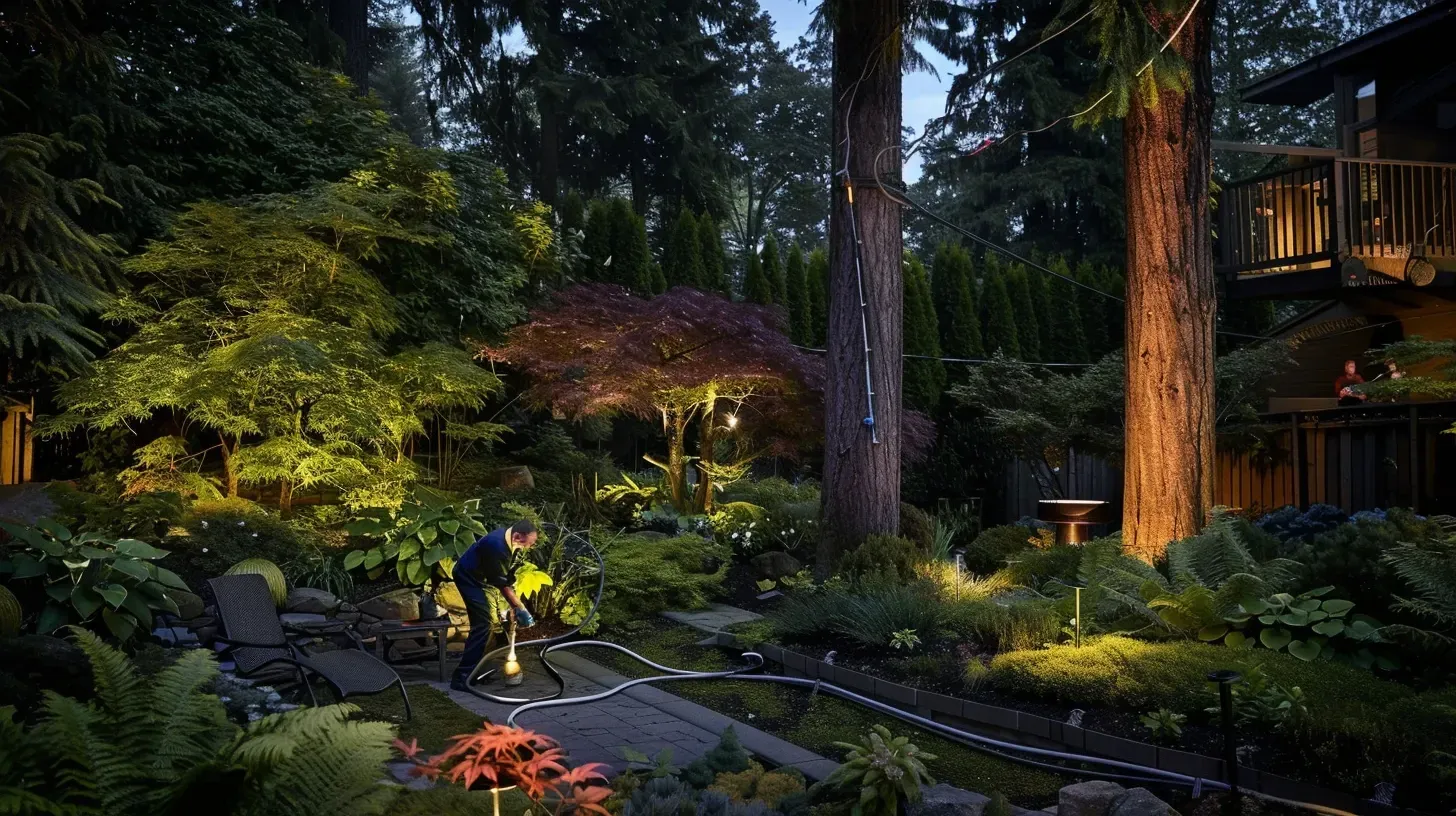 A beautiful pathway lit by our landscape lighting Coquitlam in Metro Vancouver team. This walkway lighting enhances safety in a Ranch Park neighborhood, a service we offer across Metro Vancouver. Keywords: path lighting, safety, installation, Coquitlam, Austin Heights.