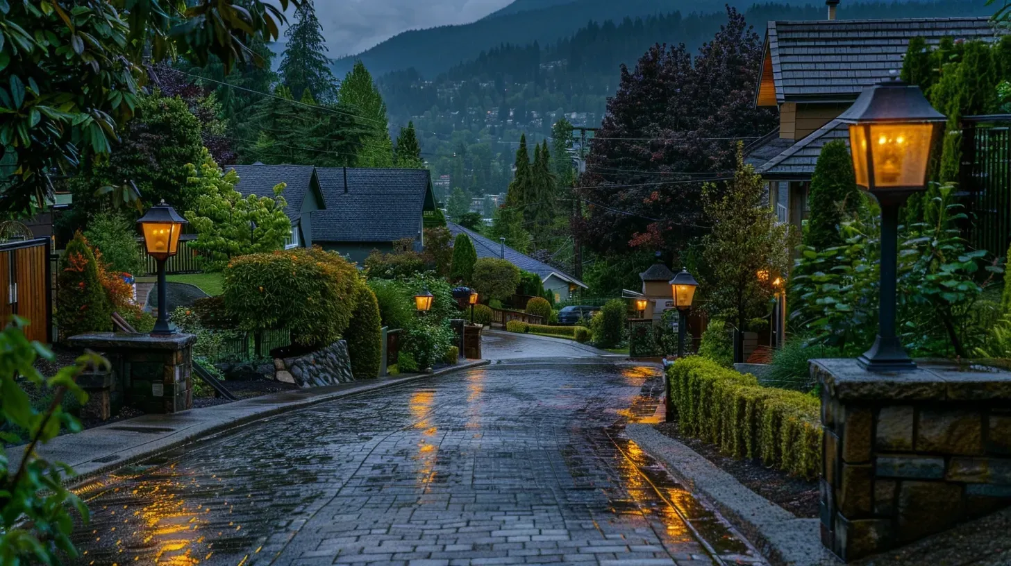 Our landscape lighting Coquitlam in Metro Vancouver services use durable, weatherproof fixtures perfect for the climate. This installation in Austin Heights will last for years. We serve all of Coquitlam and Metro Vancouver. Keywords: weatherproof, durable, installation, Coquitlam.
