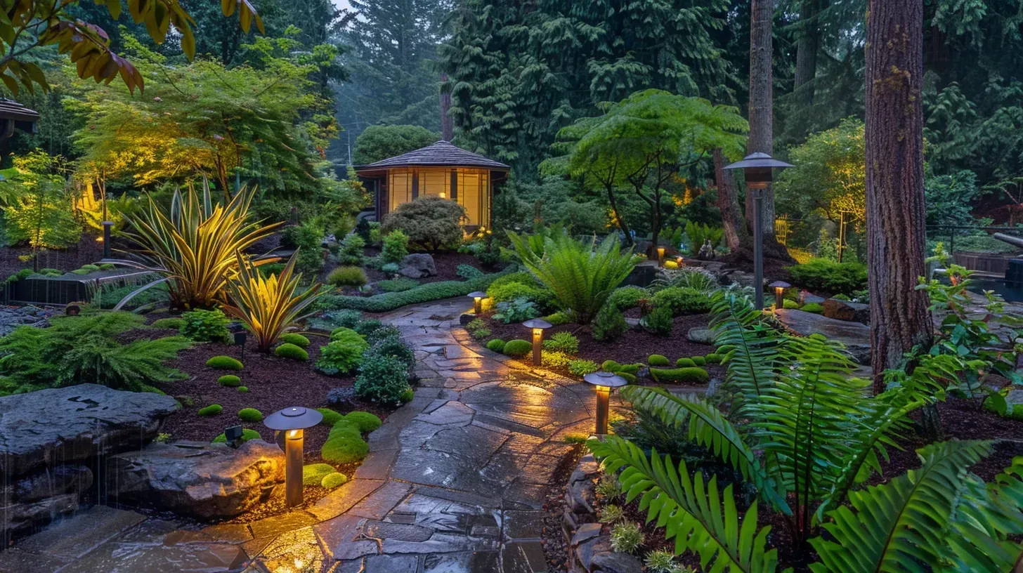 A consultation with a client on Burke Mountain about their pathway lighting in Coquitlam BC needs. We design path lighting to suit your specific property. Keywords: client consultation, custom design, professional advice.