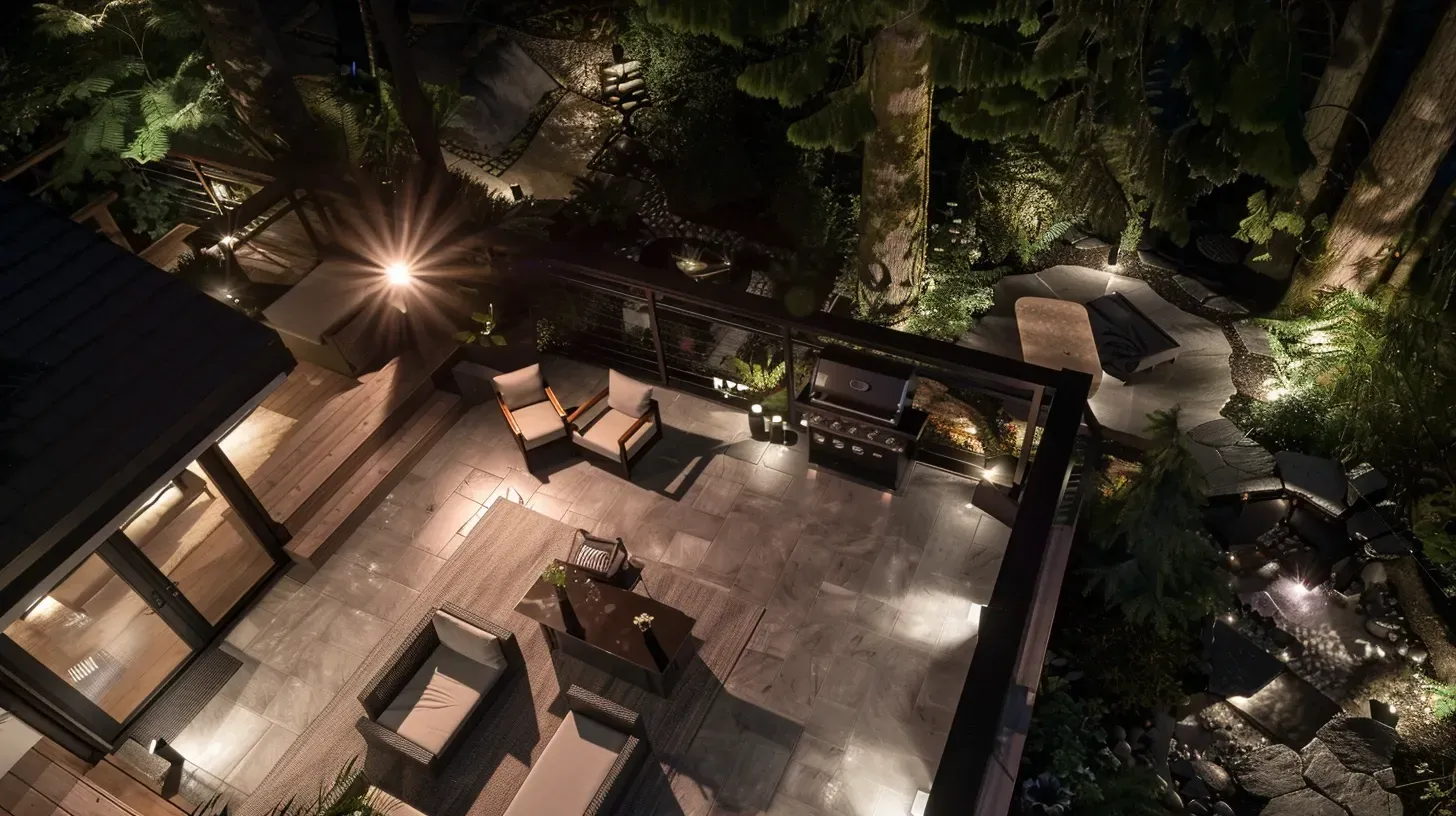 Our landscape lighting services Coquitlam BC extend to beautiful bistro and string light installations. This outdoor lighting service is perfect for patios in Austin Heights and Ranch Park. Keywords: bistro lighting service, string lights, patio lighting, installation.