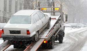 car towing service in a snowy area