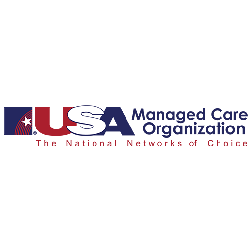 Logo for USA Managed Care Organization. Blue