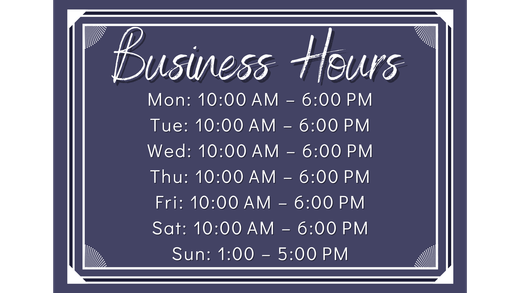 A sign that says business hours on it