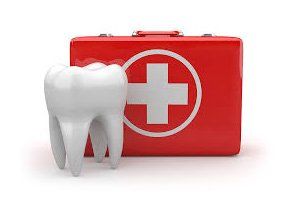 Dental Emergency; tooth with med kit behind