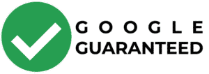 A google guaranteed logo with a check mark in a green circle.