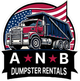 The logo for ANB Dumpster Rentals shows a dumpster with an American flag in the background.