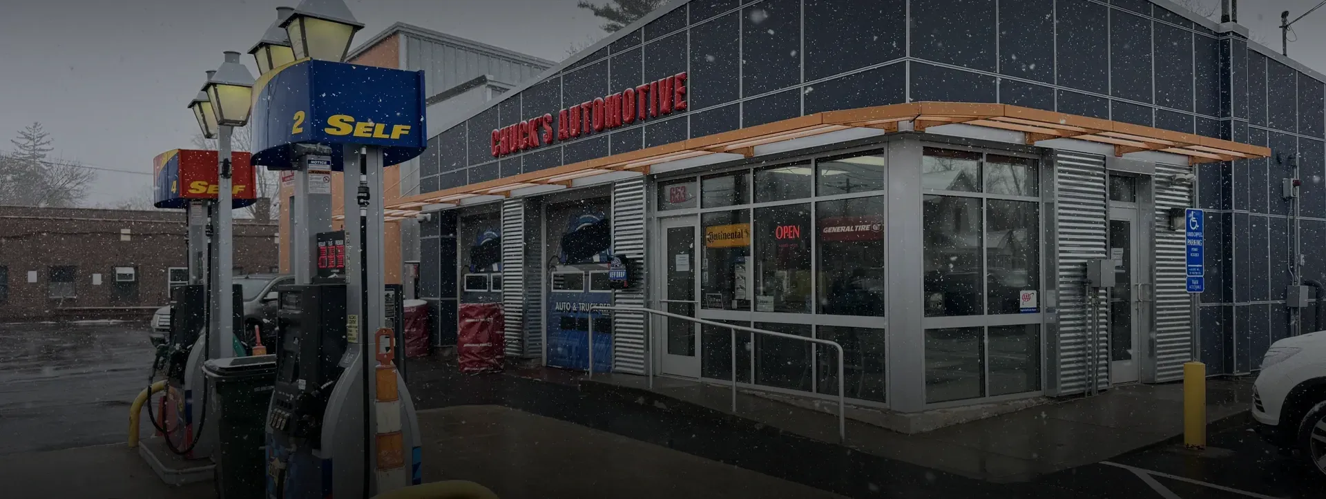 Outside our shop in winter | Chuck's Automotive