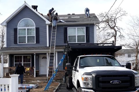 Roofers — Workers Fixing Roofing Issues and Bad Shingles in Long Island, NY